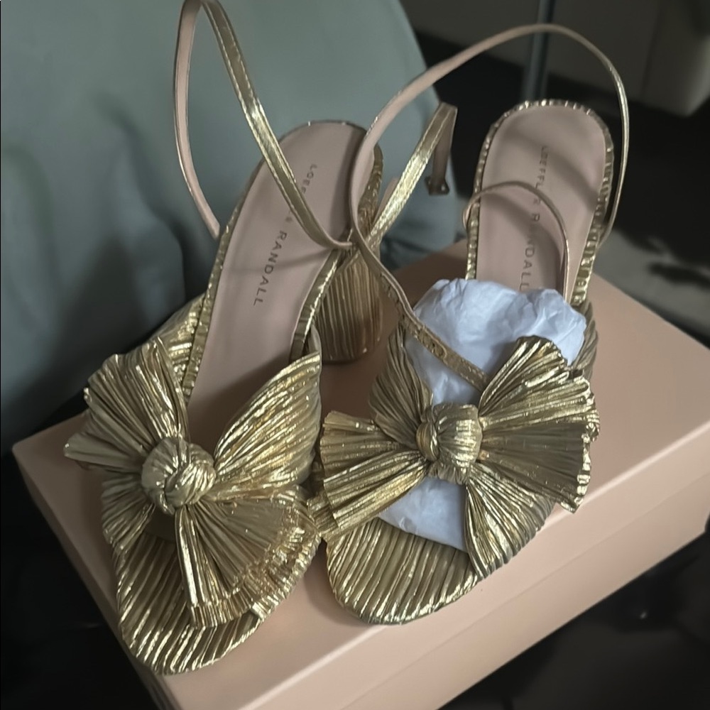 Loeffler Randall Gold Pleated Heels